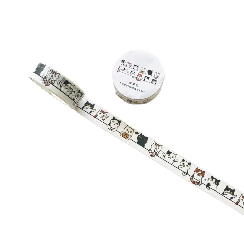 Papier adhésif chat Adorable Kawaii, ruban de masquage Washi, étiquette de bâton de Scrapbooking, fournitures scolaires, DIY bricolage