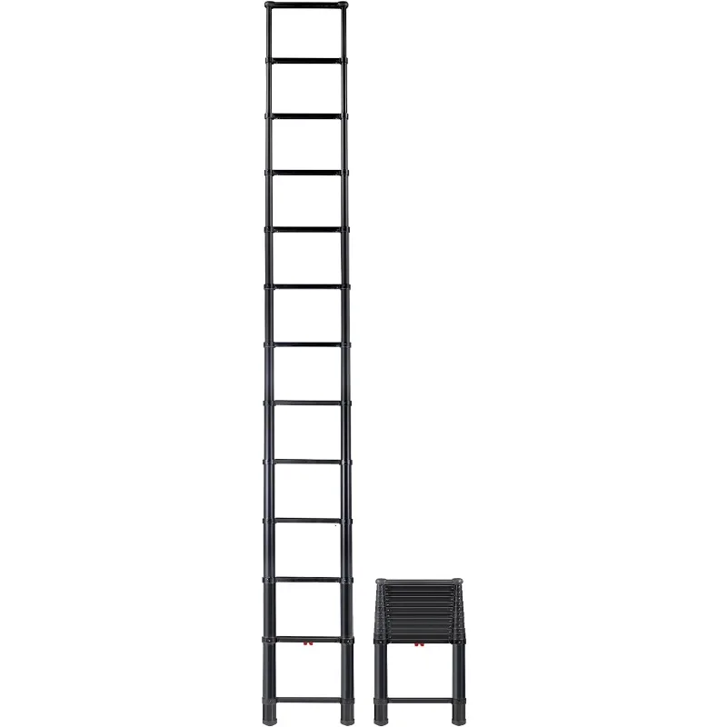 Telesteps 1600ET Telescoping Ladder, Patented One-Touch Release, OSHA Compliant Black Tactical 12.5 ft Extended Height