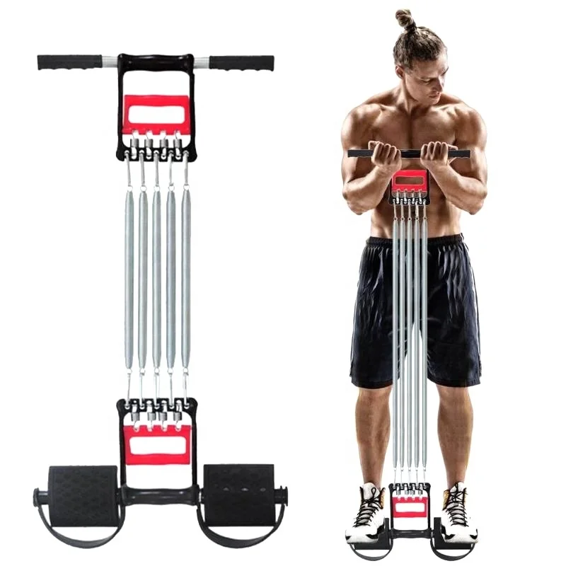 

3-in-1 fitness device, spring chest expander, grip enhancer, pedal pull rope