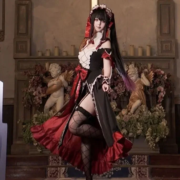 

DATE A LIVE Кошмар Лолита Кимоно Униформа Хэллоуин Рождественская вечеринка Маскарад Аниме Шоу Токисаки Куруми Косплей Костюм