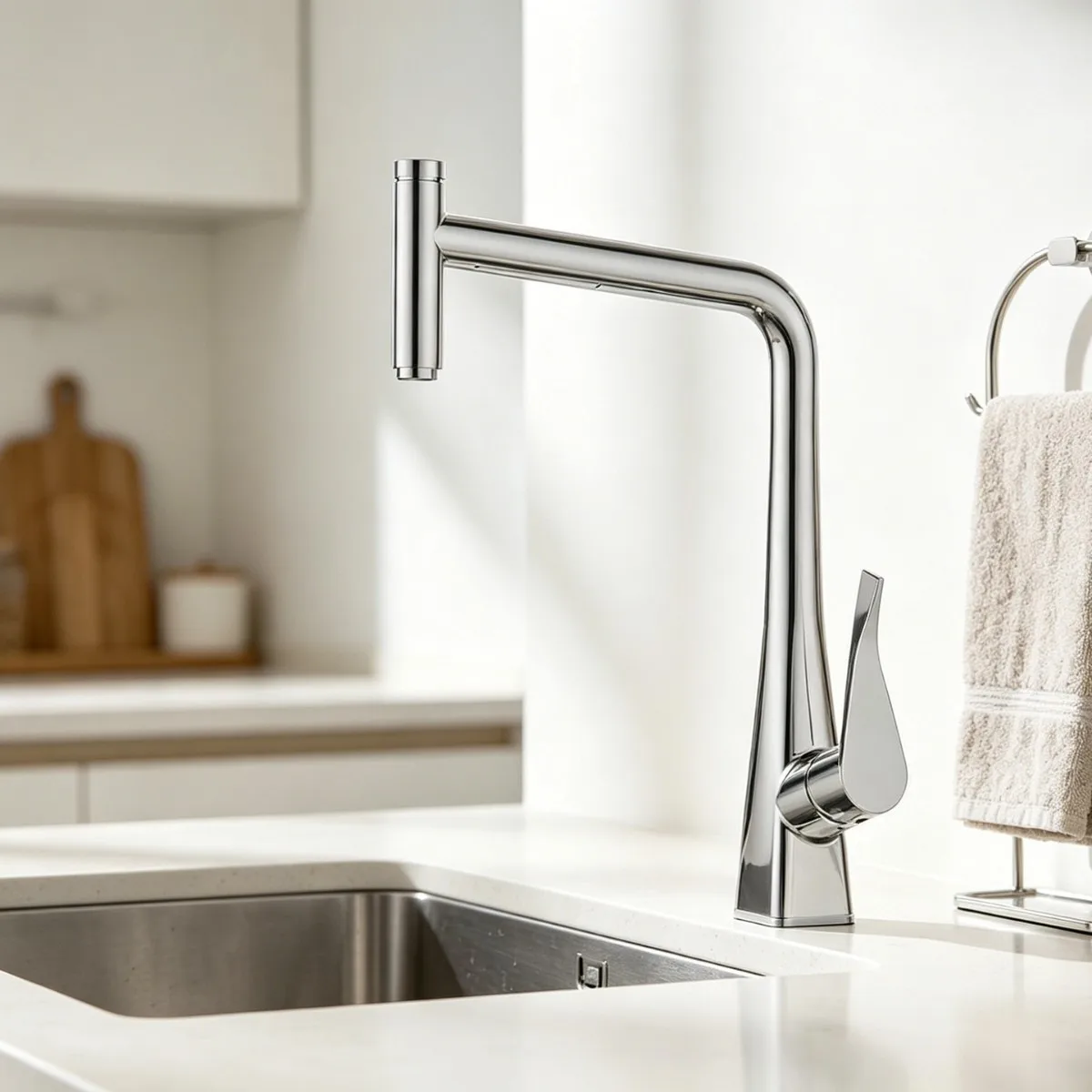 Kitchen Faucet, Brass Gun Gray, Multi-Function Spray, 360° Swivel, Flexible Hose, Hot and Cold Water, Pull Down Faucet for Sink