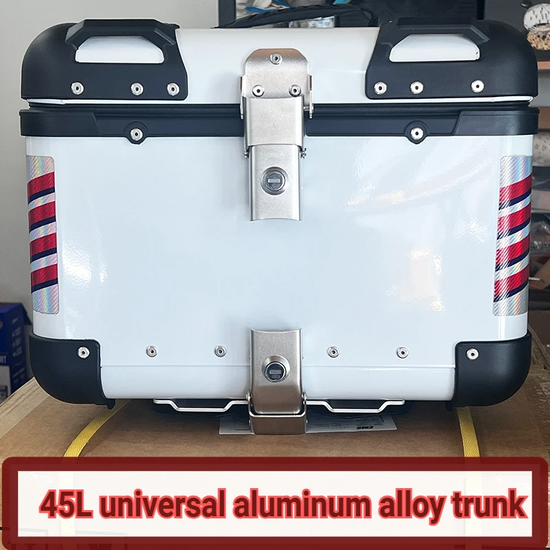 

45л мотоциклетный верхний ящик из алюминиевого сплава, багажник для мотоцикла, коробка для шлема, водонепроницаемый мотоциклетный хвостовой ящик, чехлы для хранения багажа