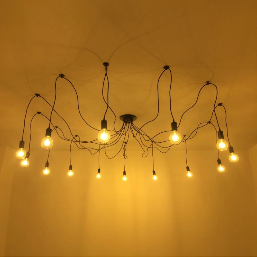 

LOFT Modern Black Lustre Chandeliers 3 6 8 10 Arms Retro Adjustable Edison Bulb Lamp E27 Art Spider Ceiling Luminaire Fixture