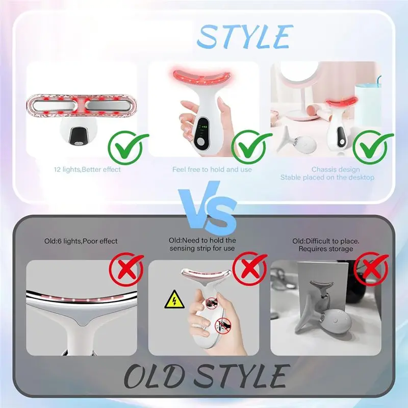 【SIMPLE】Masseur facial pour le visage et le cou, 7 couleurs, appareil de lifting du visage avec 113 °   Baguette multifonctionnelle F& Vibration& Clean