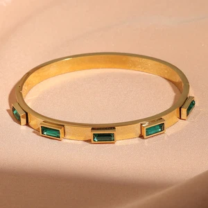 Kadınlar için 18k altın kaplama paslanmaz çelik zirkon kübik bilezik, su geçirmez, moda, takı, hediye, karakter, 1 adet. 12-En çok satan, bilezik, altın ve 18 - №4