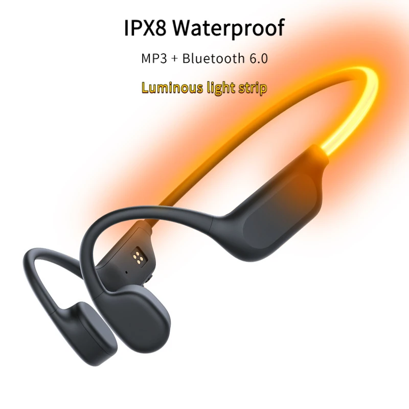 

Earphone Bluetooth Bone Conduction Wireless Headphones IPX8 Waterproof High Quality Earphones Night Led Light Portable MP3
