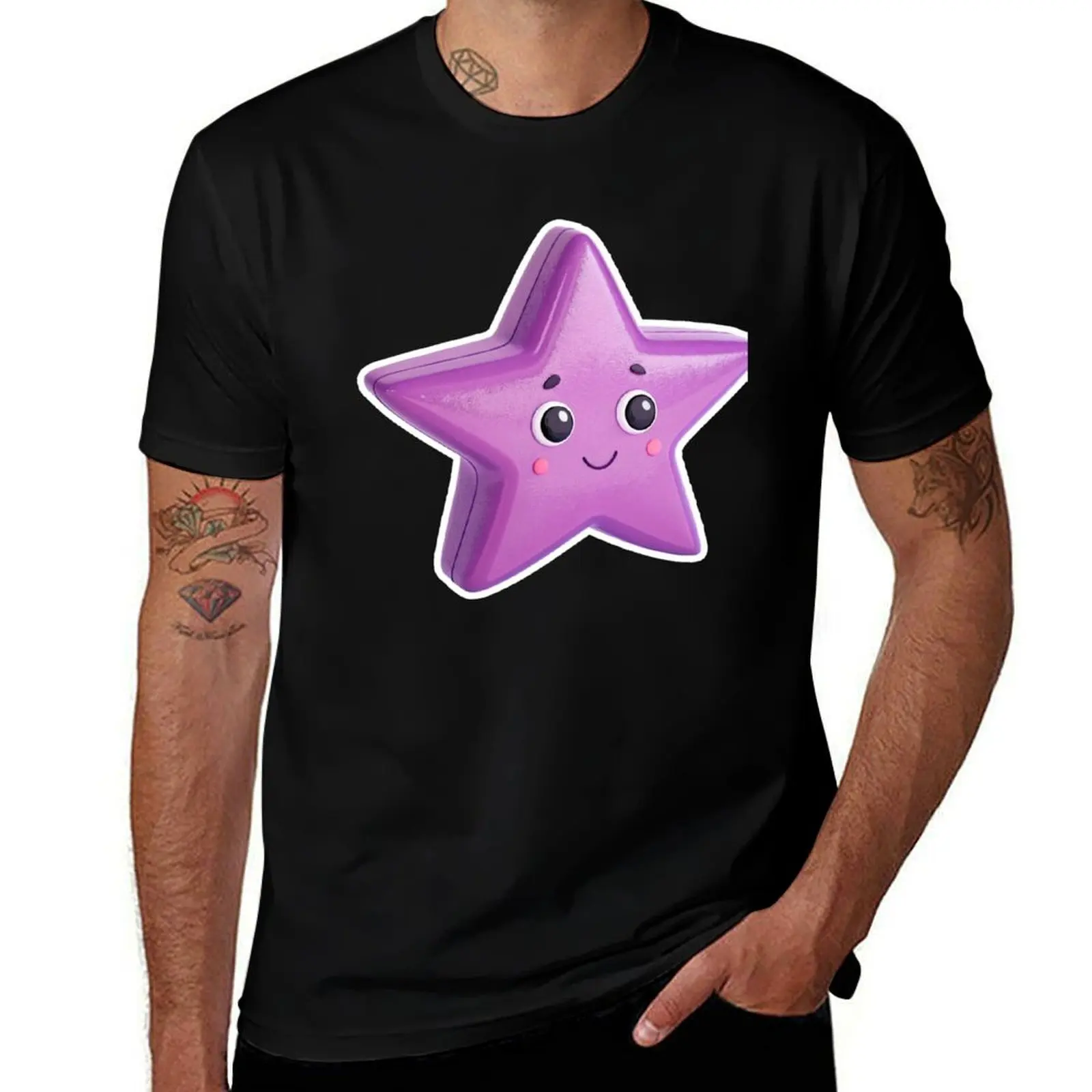 

3d adorable pink star with a smiling face T-Shirt for a boy fashion shirts funny gifts mens funny t shirts