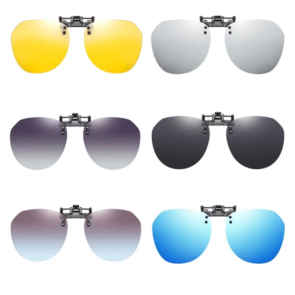 UV400 Day Night Vision Goggle Clip Polarized Lens Anti-glare Myopia Glasses Clip Lightweight Rimless Clip-on Sunglasses Driving