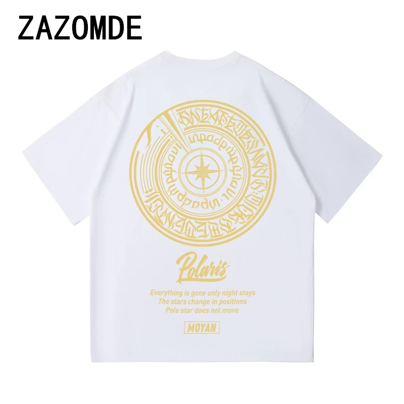 ZAZOMDE 260GSM Cotton T Shirt Men Hip Hop Streetwear Harajuku Summer Cotton T-Shirts Oversized Short Sleeve Print Tops Tees 5XL