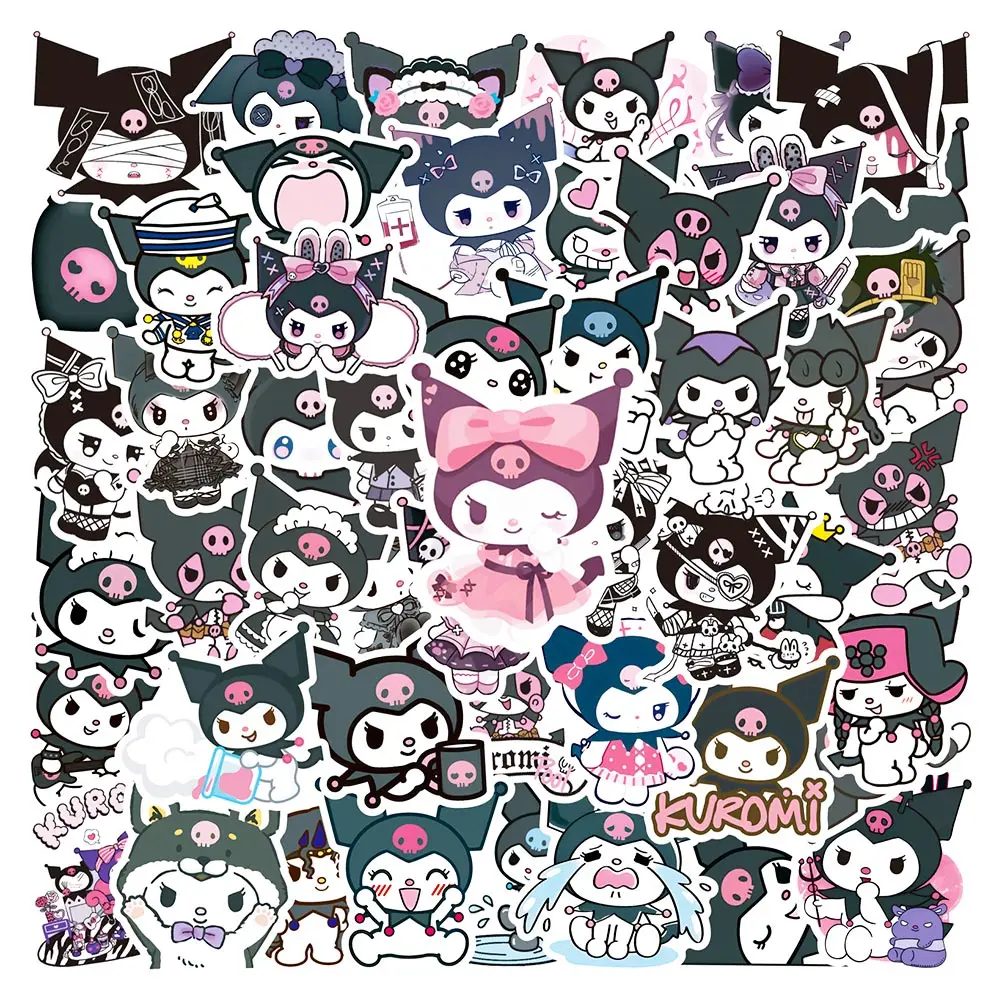 10/50PCS Kawaii Anime Kuromi Stickers Aesthetic Skateboard Guitar Suitcase Freezer Motorcycle Graffiti Decal Waterproof Sticker