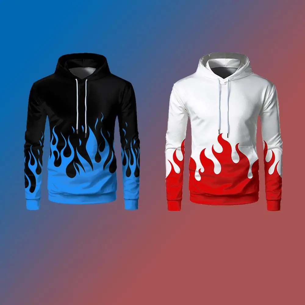 

New Autumn Winter Flame Graphic Hoodie Vintage Trendy Street Pullover Casual Sweatshirt Harajuku Men's And Women's Fashion Tops