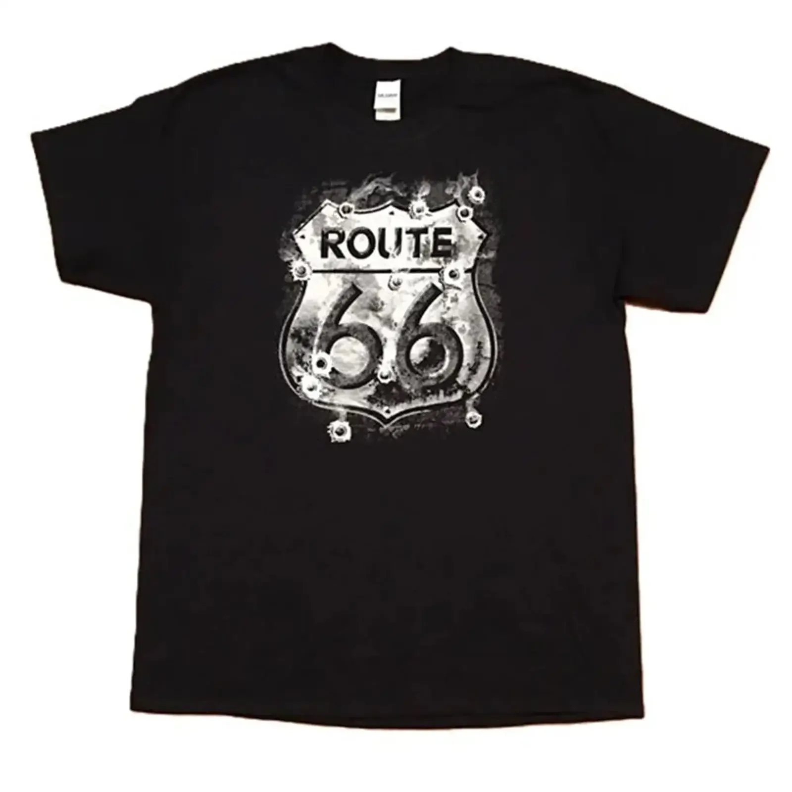 Route 66 T Shirt Bullet Hole SweaT Available On Request 048 vintage Washed Slightly homme graphic Top For Everyday Wear