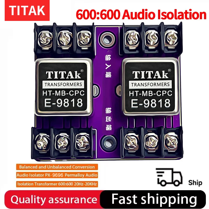 TITAK-9818 Symmetrischer und Asymmetrischer Konvertierungs-Audio-Isolator RCA/XLR Permalloy Audio-Trenntransformator 600:600 20Hz-20KHz