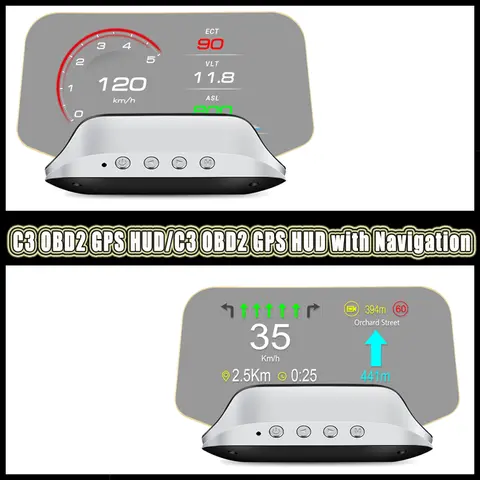 HUD 프로젝터 C3 플러스 OBD2 HUD 네비게이션 프로젝터, 디지털 속도계, 유리 프로젝션 전자 제품, 모든 차량용 액세서리