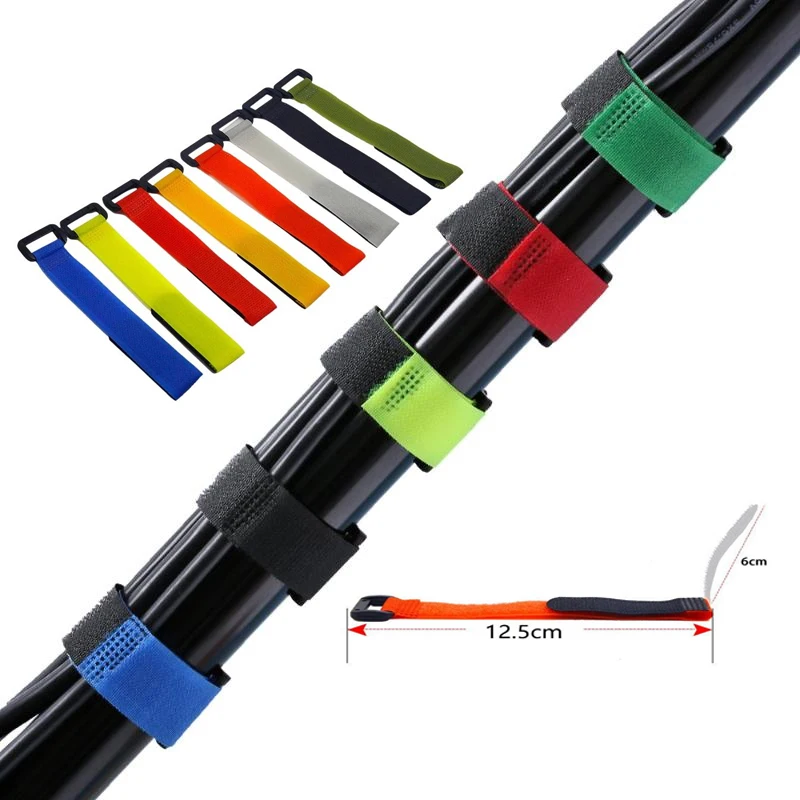 10/20pcs Binding Tape Fishing Rod Tie Holder Strap Suspender Fastener Hook Loop Ties Belt Strapping Wrap Band Outdoor Fish Tool