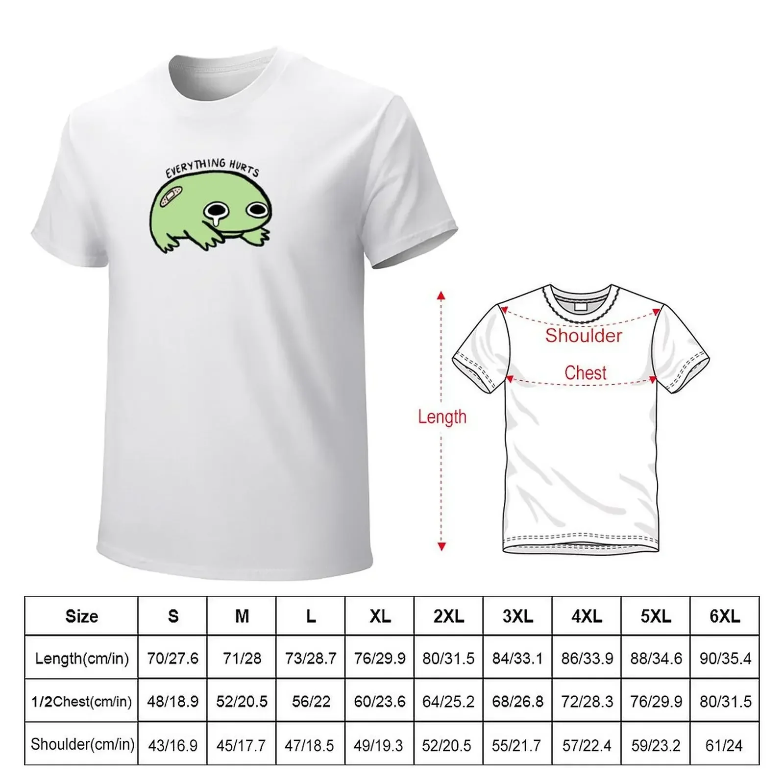 Everything Hurts Crying Green Frog with Bandage T-shirt summer top blacks mens graphic t-shirts pack