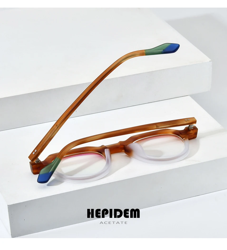 HEPIDEM Acetat Brille Rahmen Frauen Marke Designer runde Nerd Brille neue Männer dicke japanische handgemachte große Brille 9233 – Detail 10