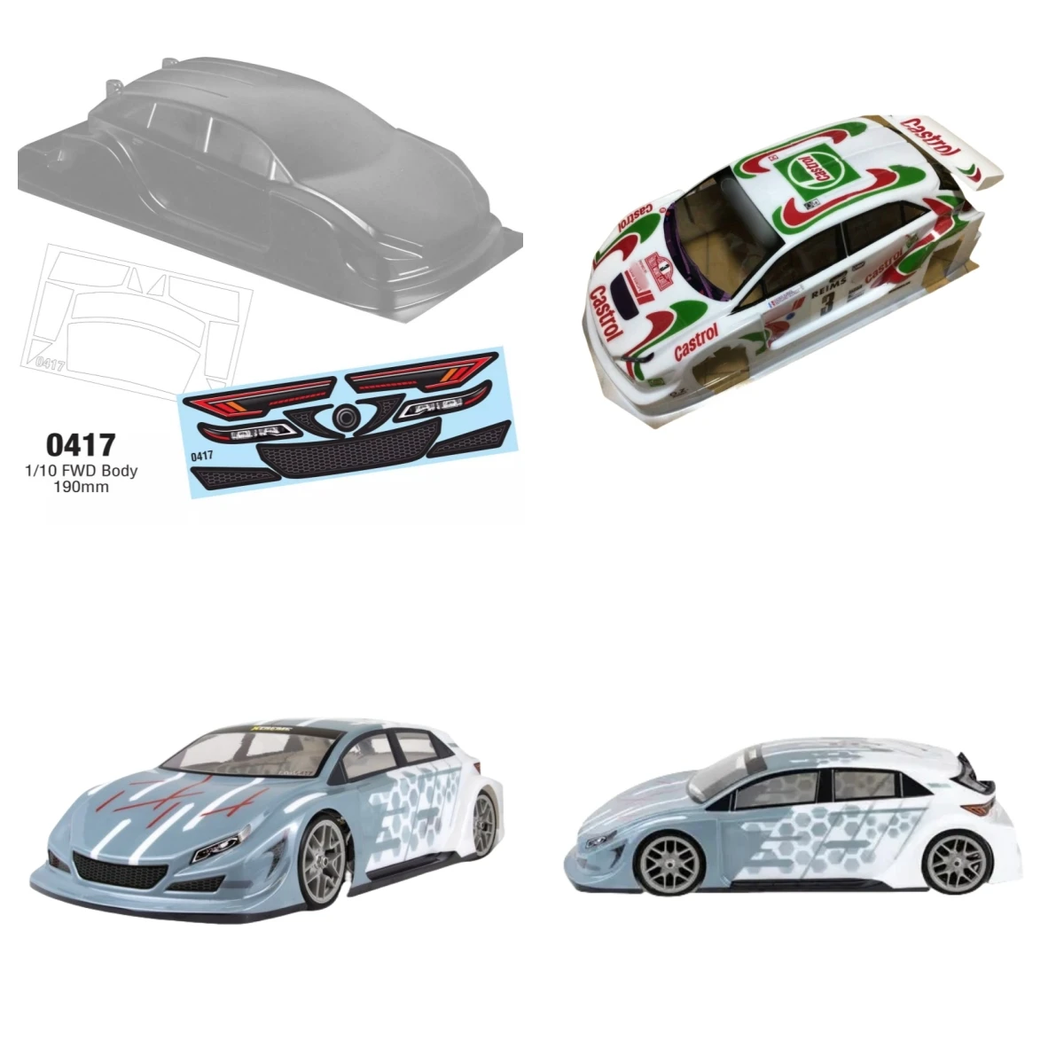 

1:10 RC Car Clear FWD body shell 190 mm 0417 SHE ROCK for RC Drift Car Yokomo Master Speed Xpress Tamiya Chassis