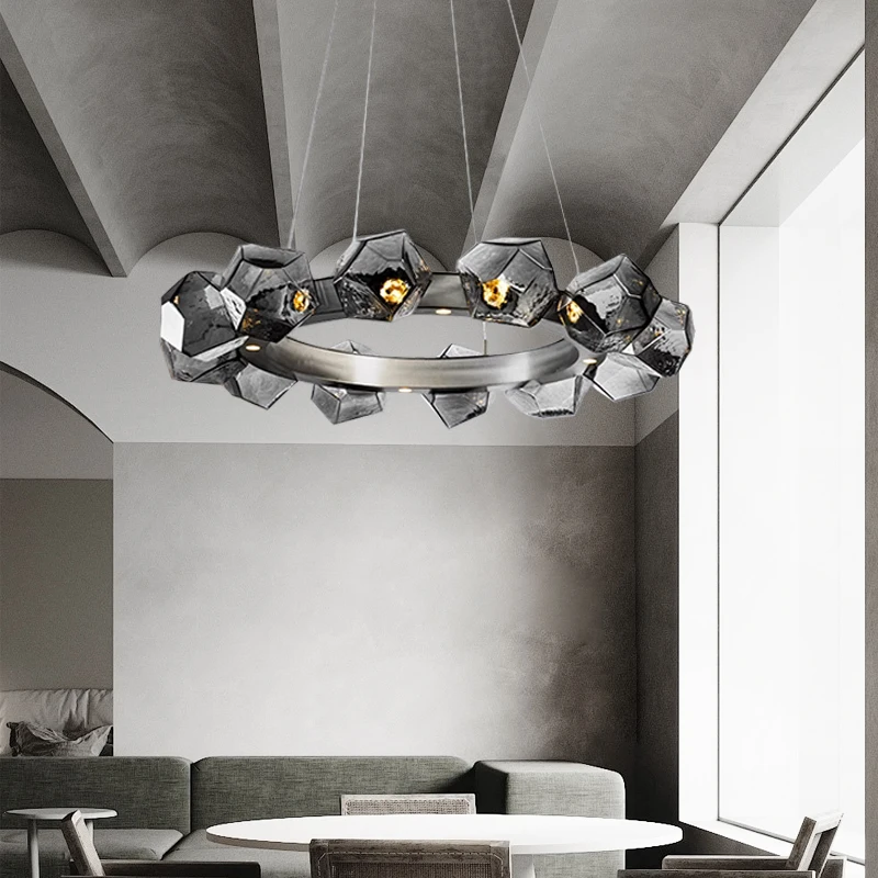 Living Room Villa Decorative Chandelier. Ice Cube Style Postmodern. Nordic Light Luxury Dining Room Chandelier Modern.