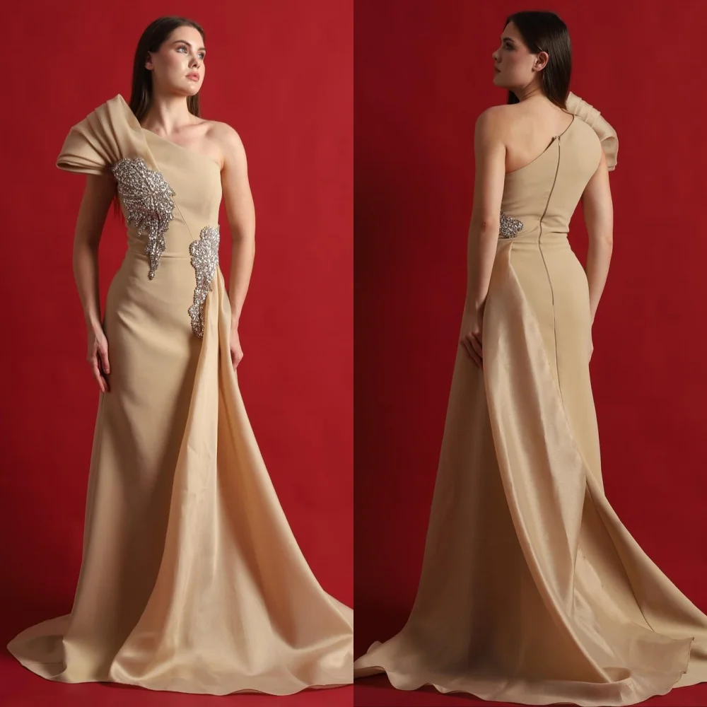 

Customized Matching Jersey Sequined Pattern Mermaid One-shoulder Long Dresses Bespoke Occasion Homecoming Exquisite