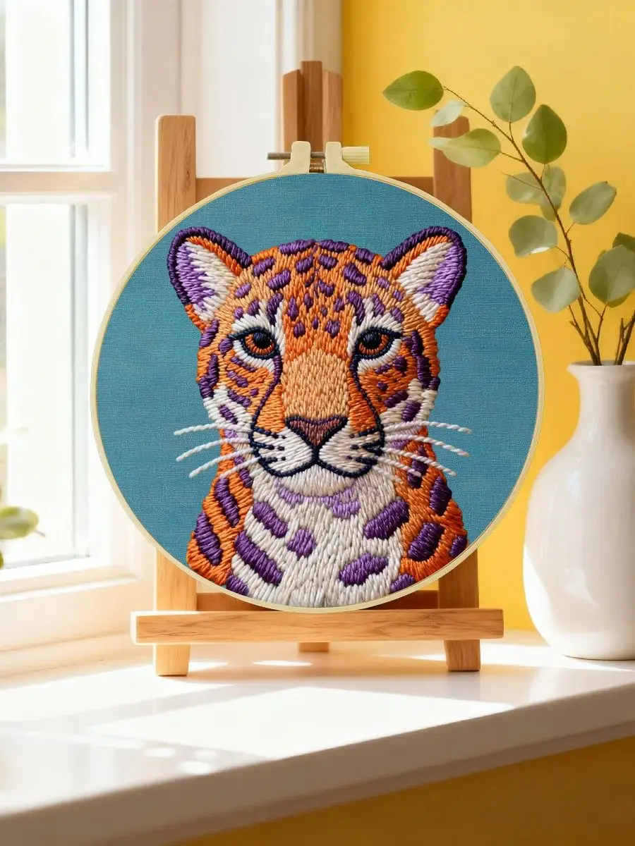 1 Stück 20X20CM/15X15CM 7,87/6,3 Zoll Tiger-Stickerei-Starter-Kit DIY-Kit DIY-Stickerei-Set für Anfänger – Detail 6