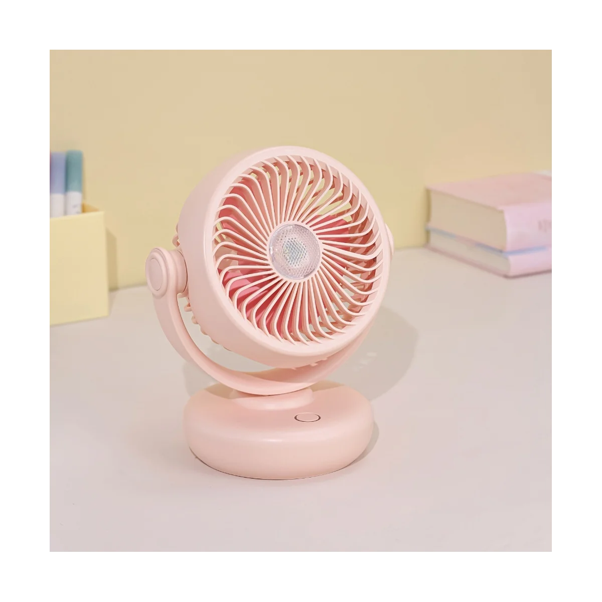 Home Office Camping Multi-Functional Portable Fan Night Lighting Can Be Hung with Three-Speed USB Fan Pink