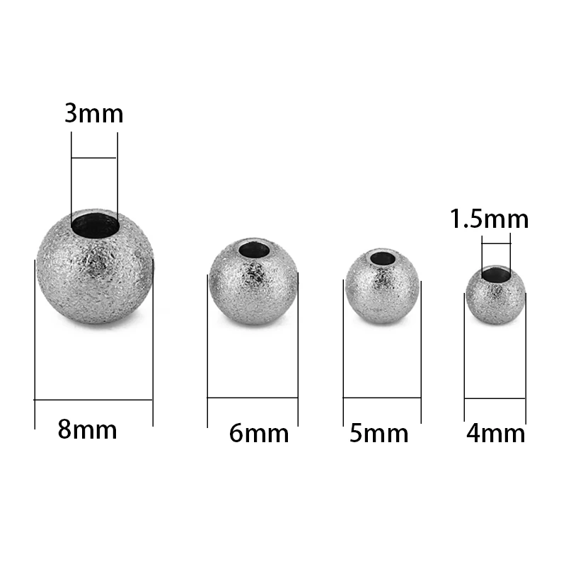 20pcs 4 5 6 8 mm Stainless Steel Large Hole Beads Lot PVD Never Fade Bracelets Necklace Spacer Beads Jewelry Making Accessories