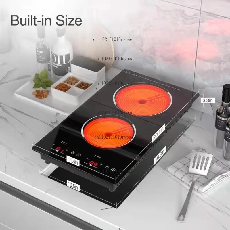 220\110V Embedded Double-head Electric Ceramic Stove Vertical Full-panel Double-head Infrared Induction Cooker