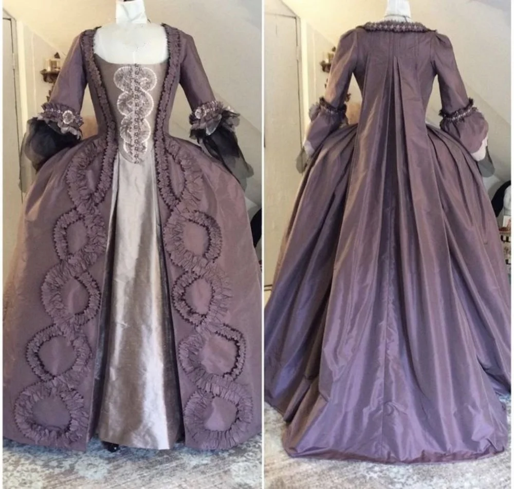 

18th Century Queen Marie Antoinette Purple Evening Dress Georgian Victorian Royal Court Baroque Ball Gown Duchess Costume