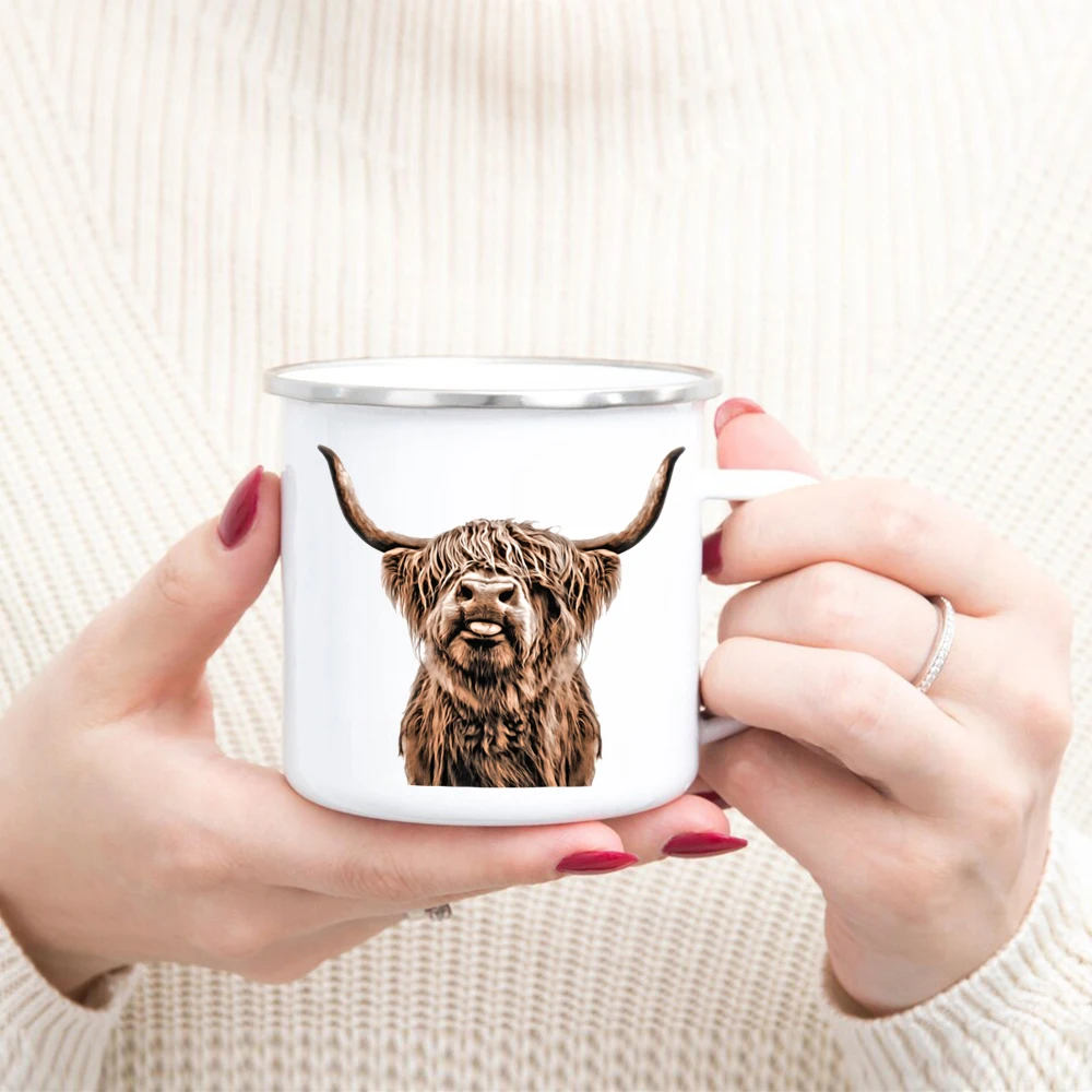 كوب قهوة للسفر من المينا ، طقم فناجين شاي الثور الحيواني ، أكواب تخييم خارجية ، مناسب للمشروبات ، استخدام المنزل والمكتب ، نزهات صيد الأسماك ، 12 أونصة #4