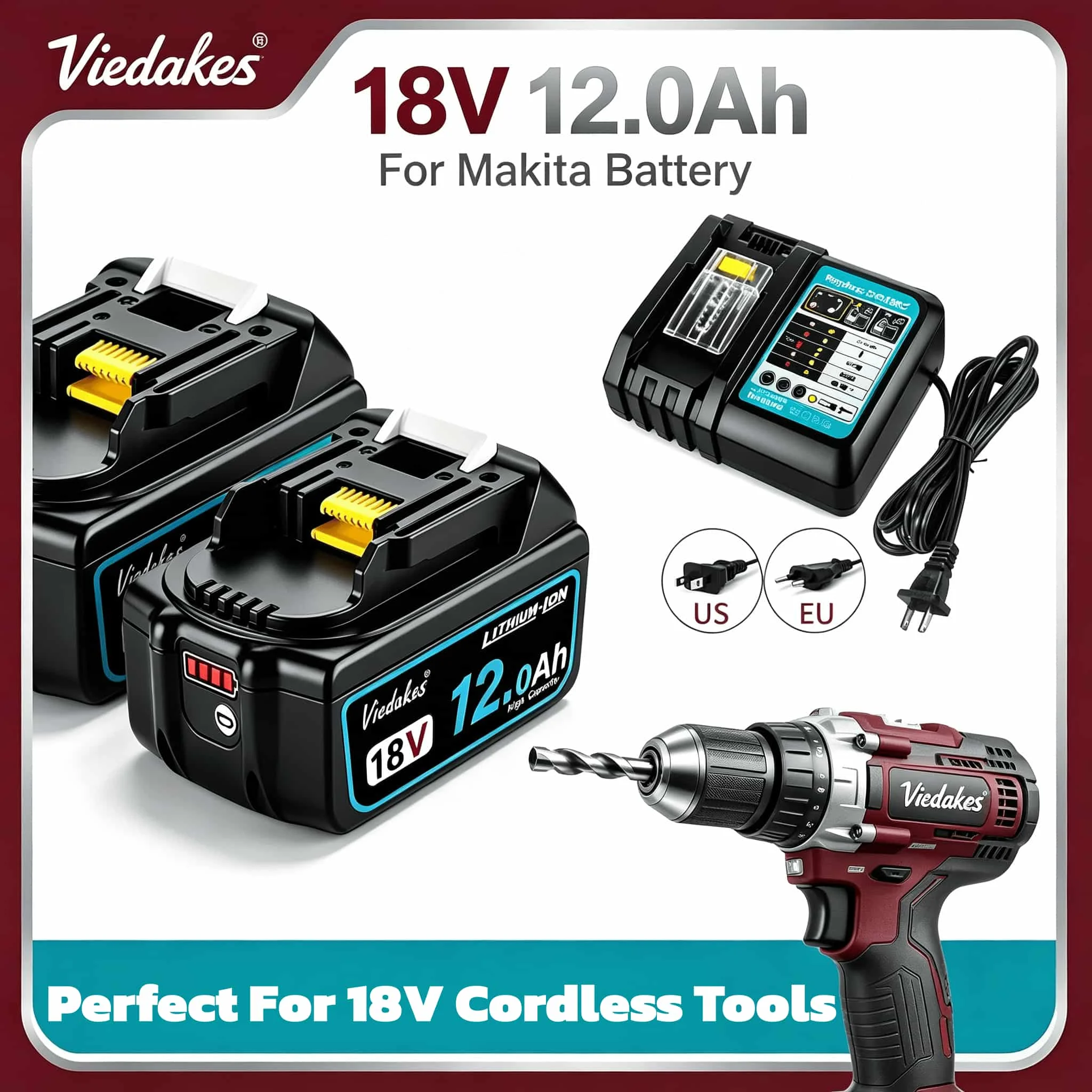 For Makita 18V 8Ah Li‑ion Replacement Battery BL1850 BL1860 Fit DHP486 DTD172 Cordless Drill Grinder