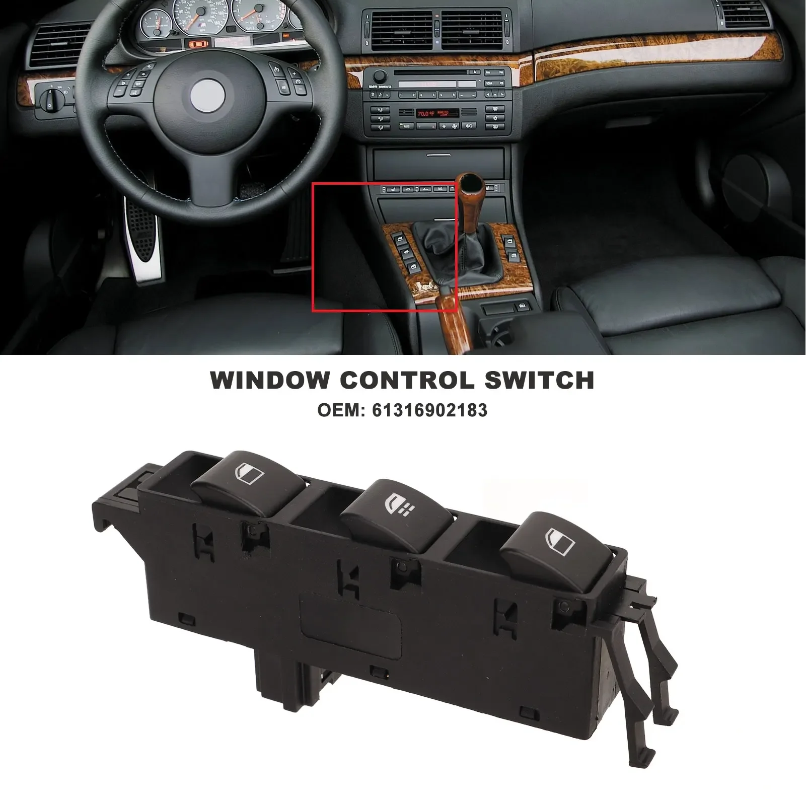 Window Control Switch 61316902183 Fast Response Central Control Fit for 3 Series E46 Convertible 2000 To 2007 Automotive Parts