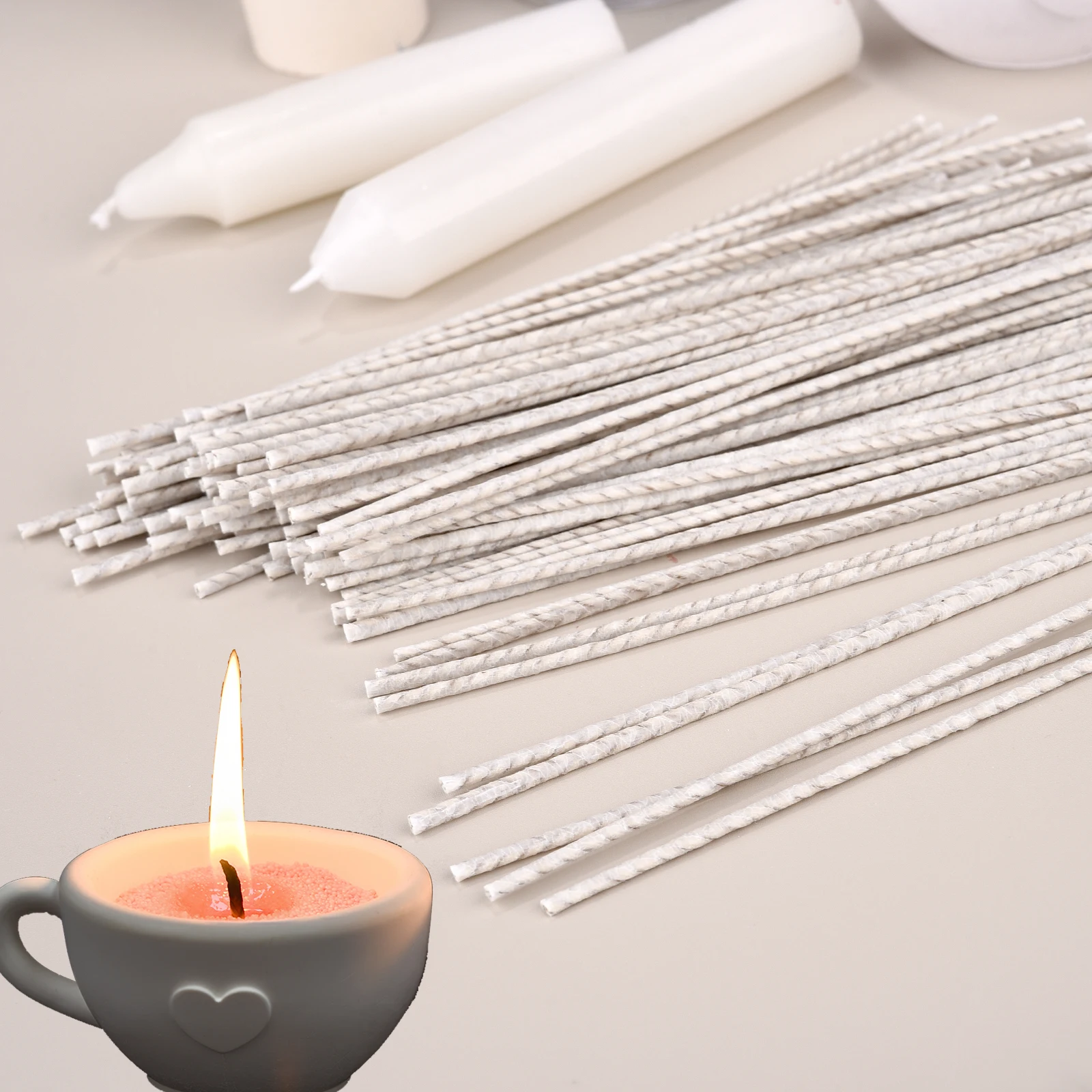 100 Stücke 6/10/15/20 cm Gewachste Baumwolle Kerze Dochte Rauchfreien Wachskern DIY Sojabohnenwachskern Gewebte Kerosinlampe Kerzenherstellung Zubehör