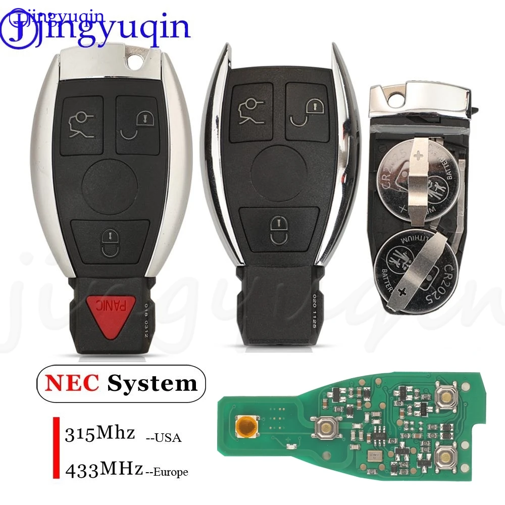 

Jingyuqin NEC System Смарт-карта Дистанционный автомобильный брелок 315/433 МГц для Mercedes Benz C E S Class CLS Двойные батареи Прочный БЕЗ логотипа