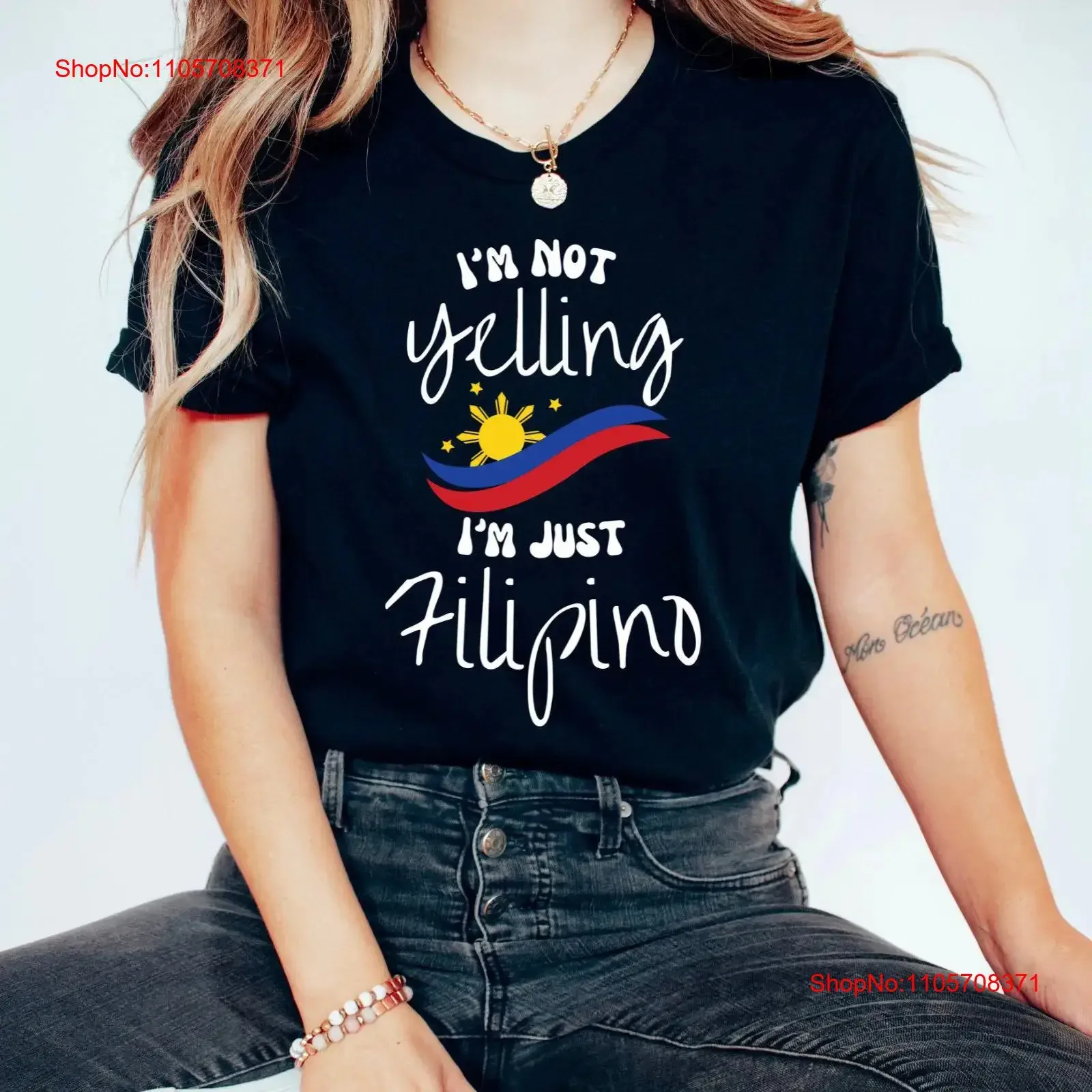 I'm Not Yelling Just Filipino Jersey T Shirt vintage Washed Versatile Top For Everyday Wear Unisex Casual fashion homme