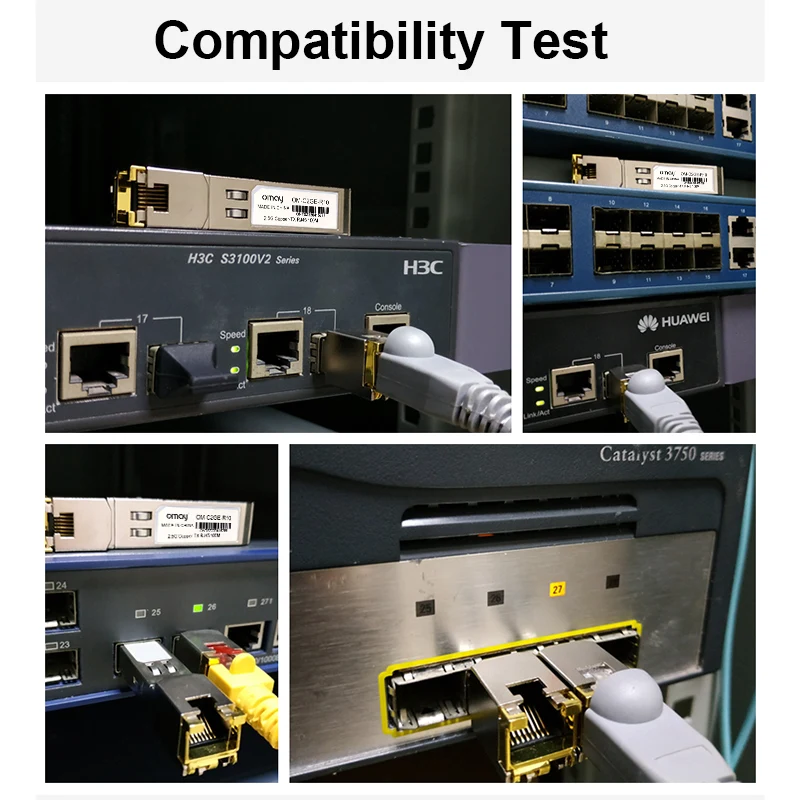 Módulo SFP de cobre RJ45, 2,5G, 2,5 gbase-tx, Ethernet, fibra óptica FTTH, Compatible con Cisco/Mikrotik Switch, 100m