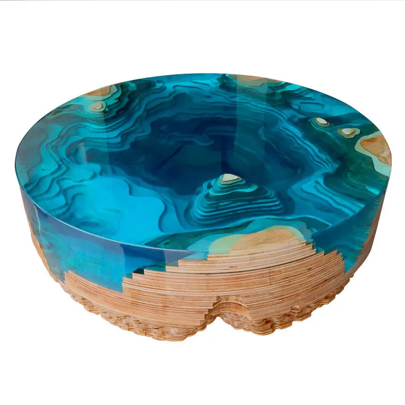 Nordic light luxury transparent resin coffee table business office hotel villa living room leisure designer simple round table