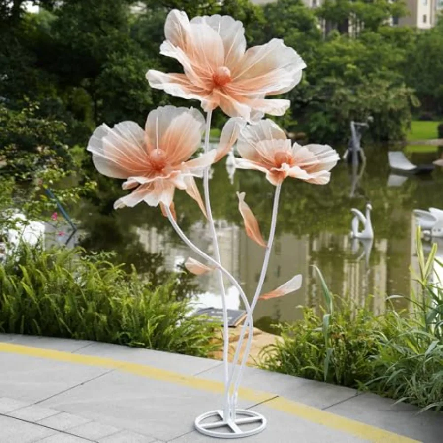 

Giant flowers for decoration with stand, Floor standing oversized large organza flowers Decor, Giant artificial flowers for Wed