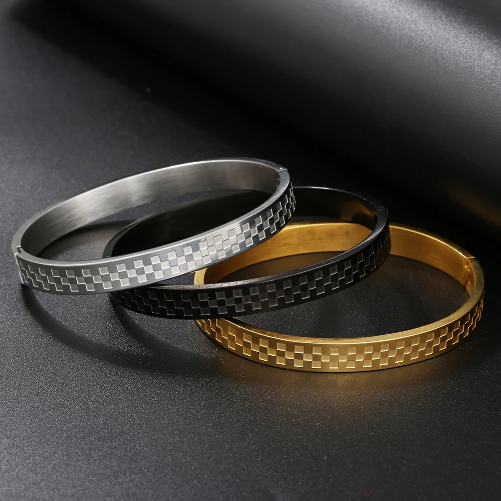 

Fashion Stainless Steel Open Men Bracelets No Fade Color 8MM Bangle Bracelet For Women Couple Lover Jewelry Gifts New