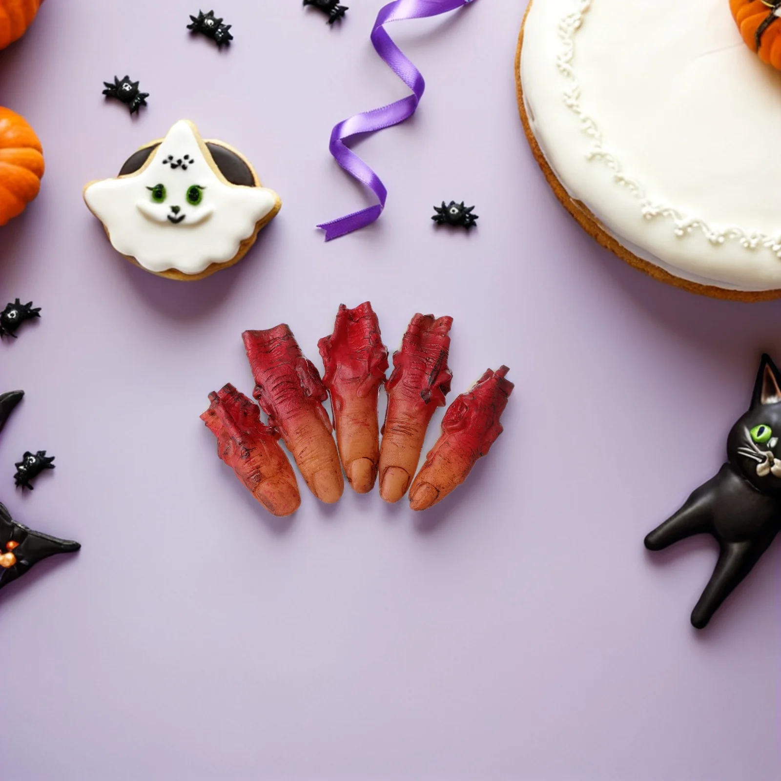 

4 комплекта, реалистичный набор реквизитов для вечеринки в честь Хэллоуина с отрезанными пальцами, набор реквизитов для крови в помещении и на открытом воздухе, настройка сцены для прессования позвоночника