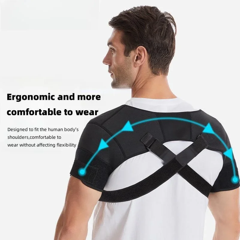 Double Shoulder Support Sports Compression Shoulder Pads Back Pain Relief Double Bandage Cross Compression Protector Sport Brace