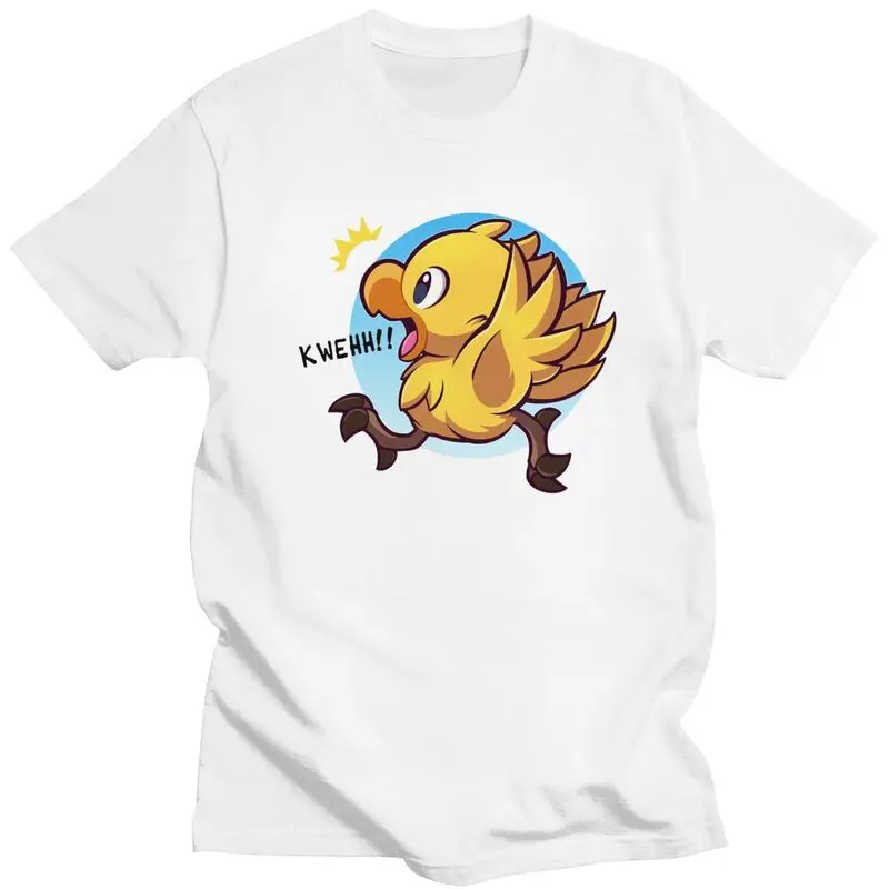 Chocobo Yellow Bird Adventure T Shirt Men Short Sleeve Pure Cotton T-shirt Casual Final Fantasy Science Game Tee Tops