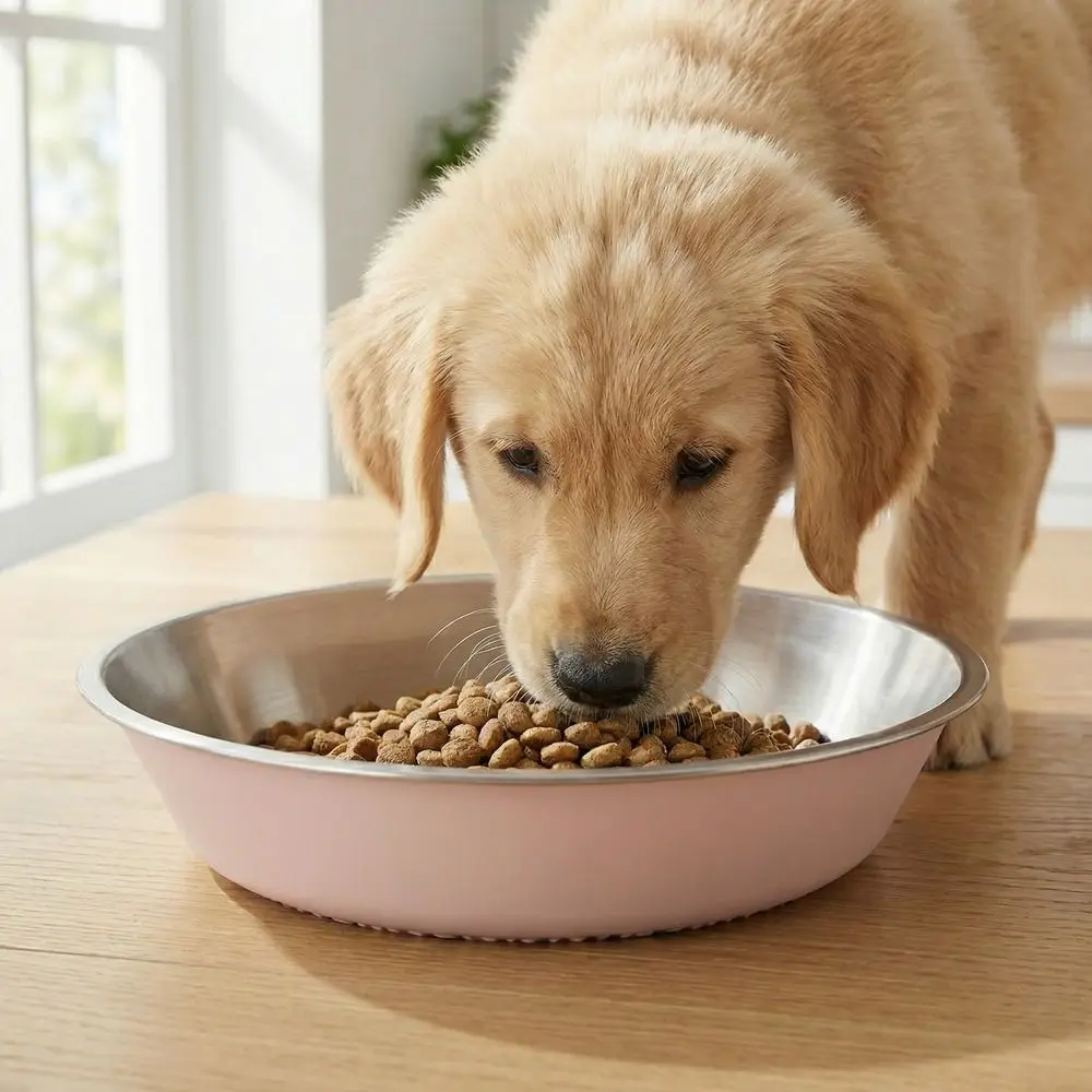 Wide Mouth Stainless Steel Dog Bowl Non-slip Anti-Tip Cats Water Feeder Stackable Silicone Base Cat Food Bowls