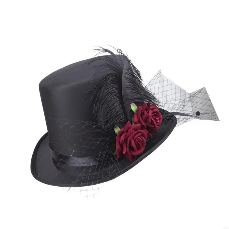 270d Steampunk Victorian Mini Top Hat Gothic Feder Halloween Cosplay Kostümparty für Frauengeschenk
