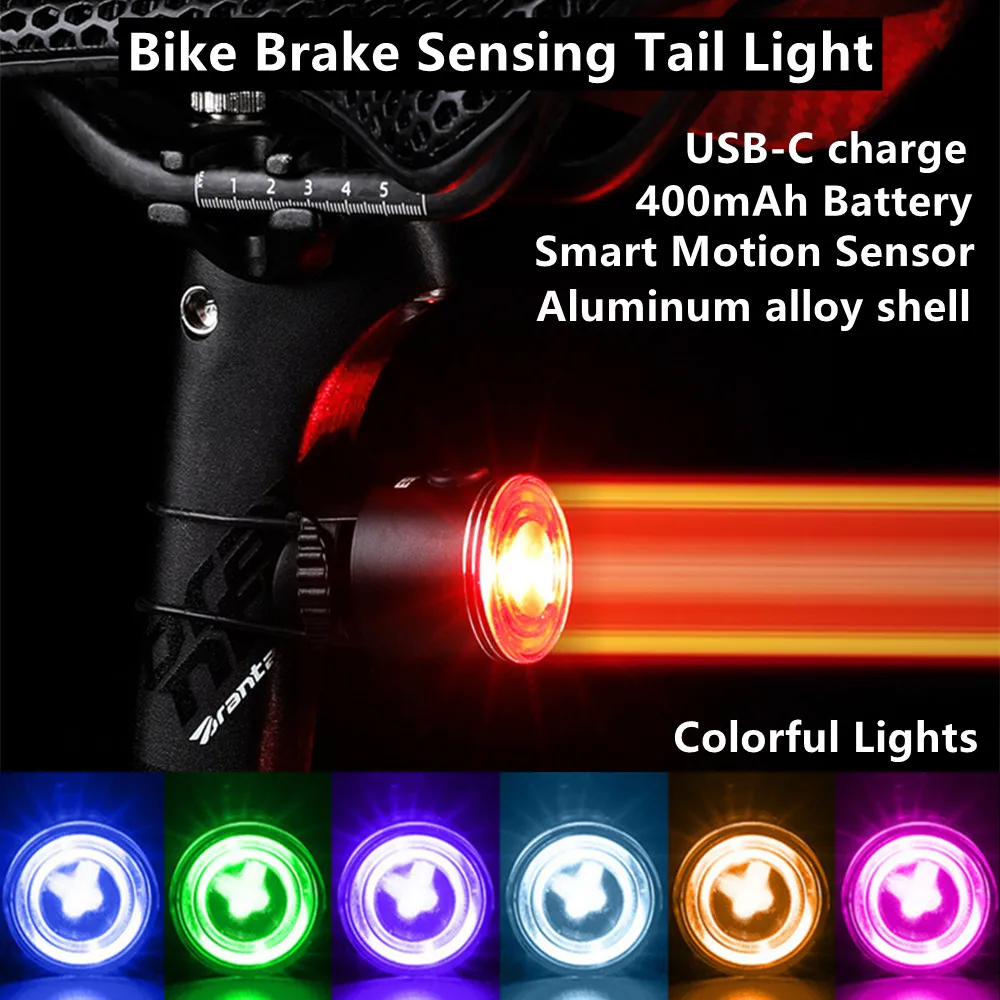 

Bicycle Brake Sensing Tail Light LED Smart Taillights Bike Rear Safety Flash MTB Road Cycling USB-C Rechargeable Waterproof Lamp