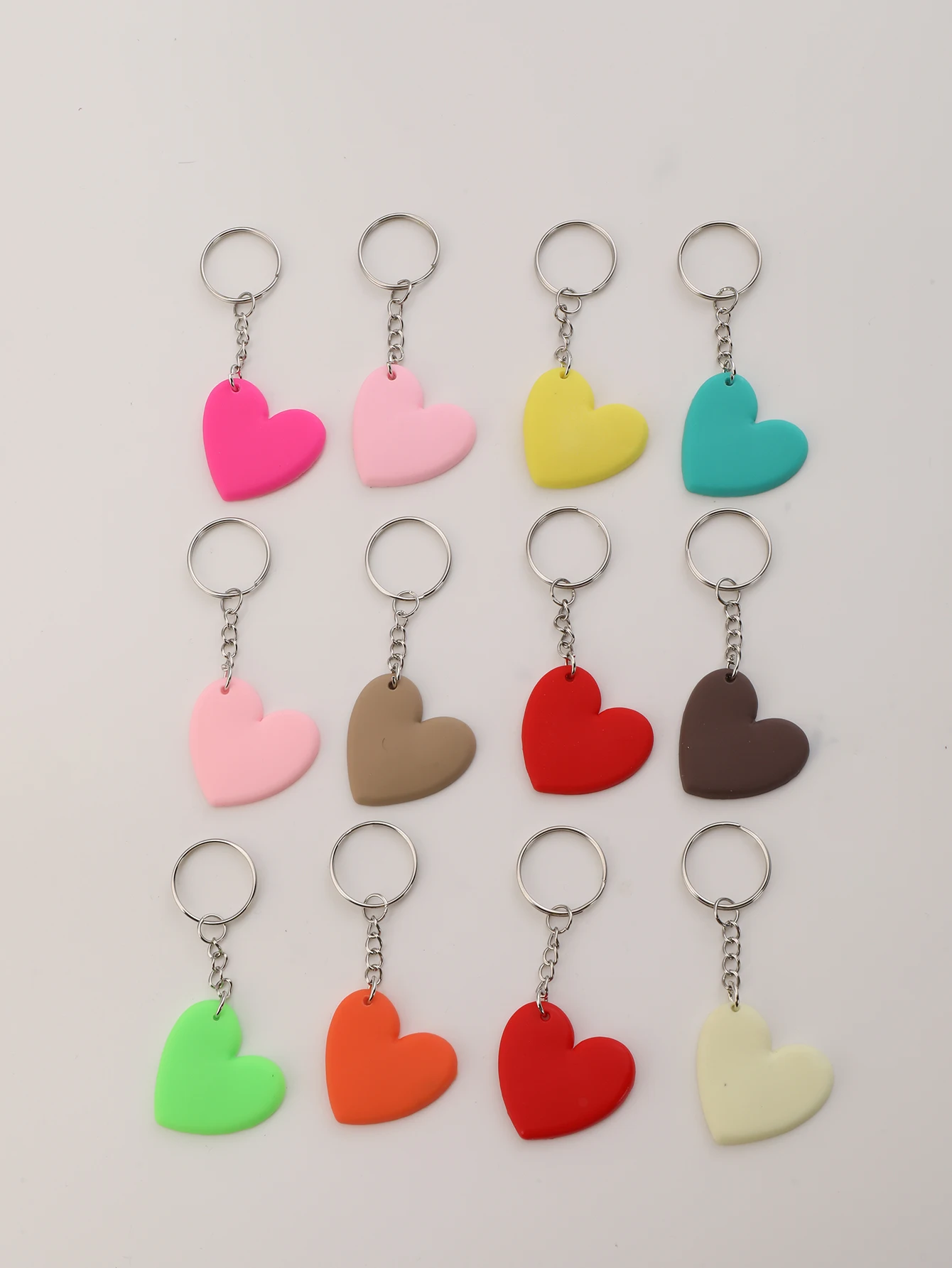 12pcs PVC Heart Keychain Cute Fashion women Key Chain Ring Bag Backpack Charm Birthday Valentine\'s Day Party Decor Gift