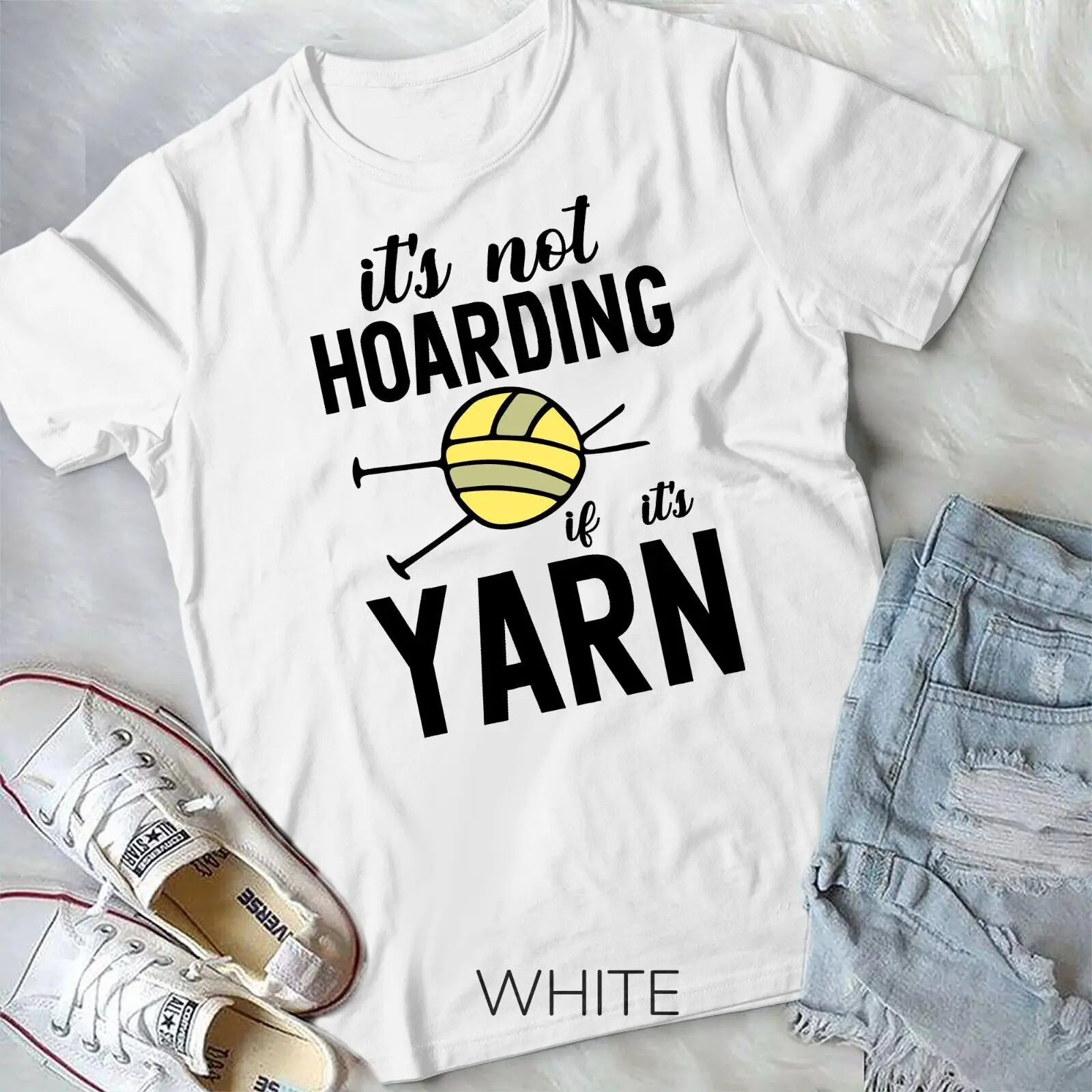 It's Not Hoarding If It's Yarn Funny Knitting Crochet Humor Unisex T-shirt