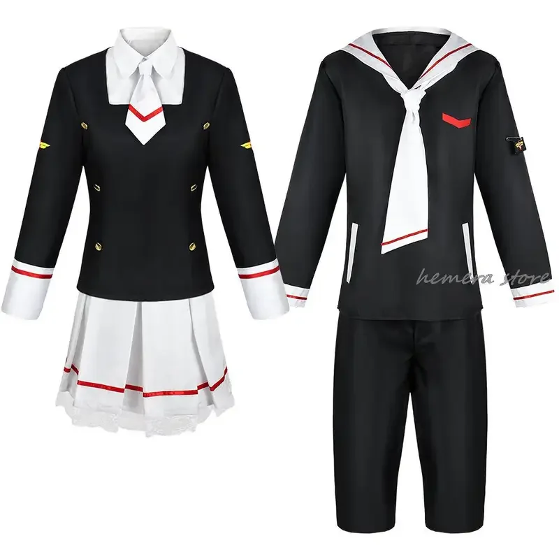 Anime Cardcaptor Sakura CCS Card Captor Kinomoto Sakura Li Syaoran cosplay costume wig school sailor uniform Hallowen suit