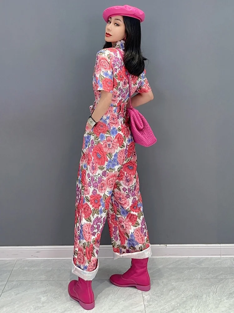 SHENGPALAE Fashion Jumpsuit Flower Color Show Thin Personalized Women Wear Trendy Girl Casual Y2k Clothes 2024 Spring New R1988