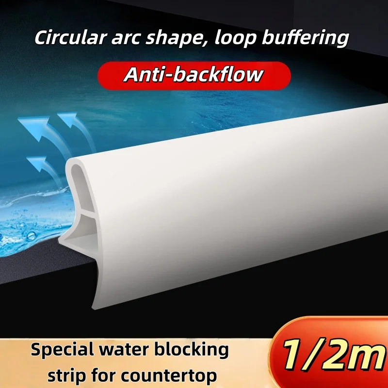 

1pc 1/2m PVC water blocking strip for kitchen stove countertop, anti-collision strip for cabinet basin edge, washbasin and sink